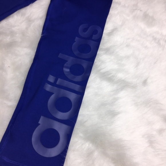 Adidas Mid Rise Royal Blue Logo Climalite Legging - Picture 3 of 7